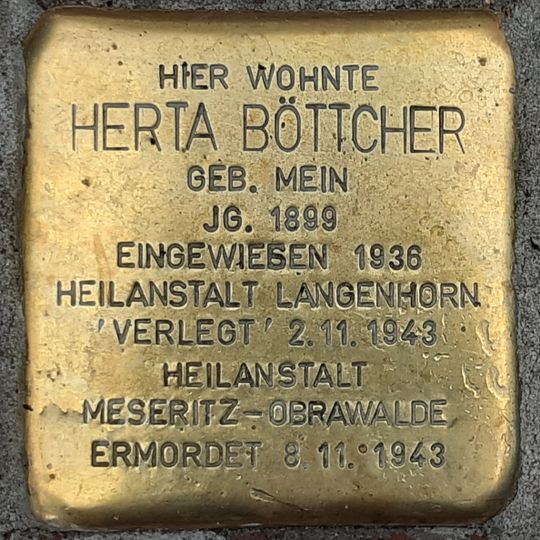 Stolperstein en memoria de Herta Böttcher