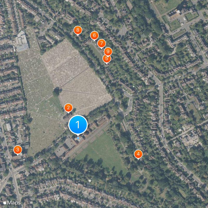 Golders Green Crematorium Mapa