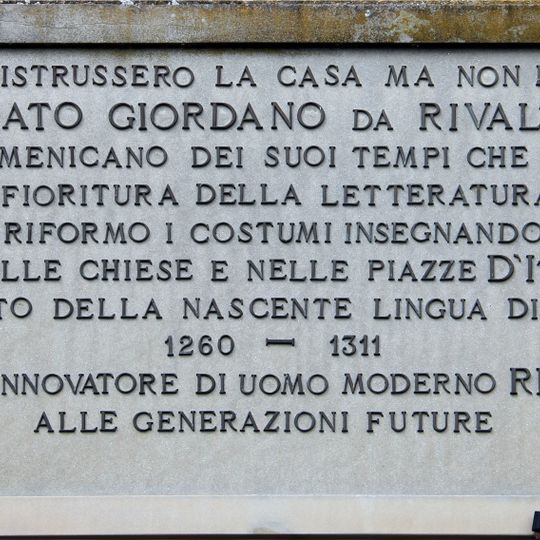 Commemorative plaque to the house of Giordano da Pisa in Rivalto