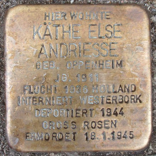 Stolperstein en memoria de Käthe Else Andriesse