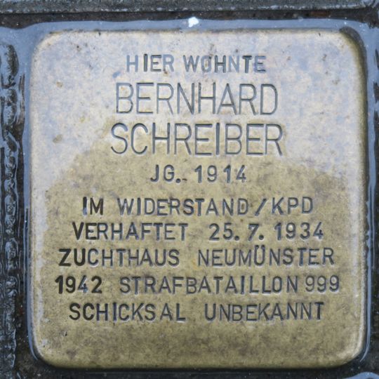 Stolperstein dedicated to Bernhard Schreiber