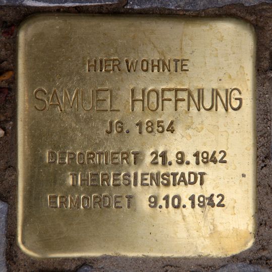 Stolperstein dedicated to Samuel Hoffnung