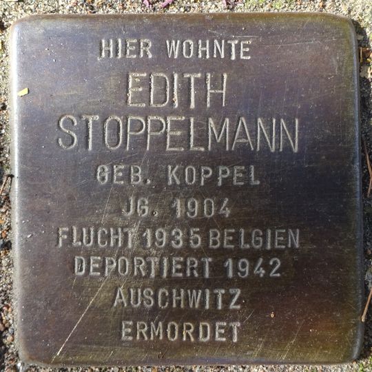 Stolperstein dedicated to Edith Stoppelmann