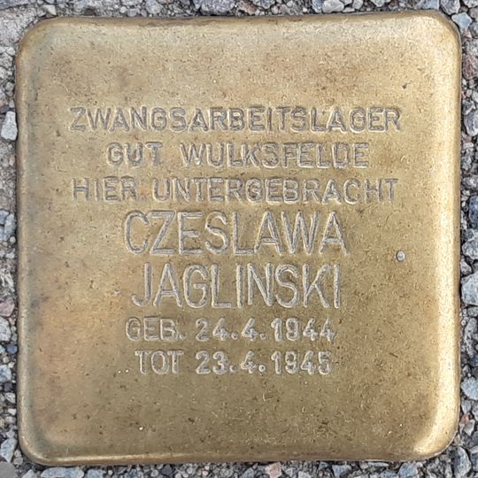 Stolperstein dedicated to Czeslawa Jaglinski