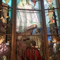 Stained glass windows at Tērbatas iela 14, Riga