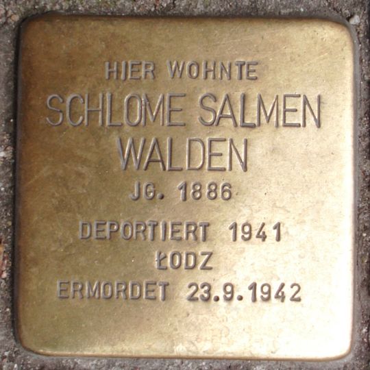 Stolperstein dedicated to Schlome Salmen Walden