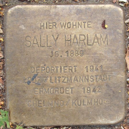 Stolperstein dedicated to Sally Harlam
