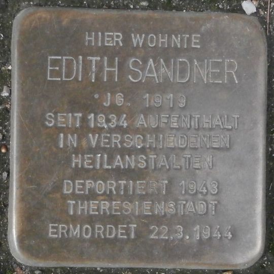 Stolperstein dedicated to Edith Sandner