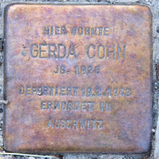 Stolperstein à la mémoire de Gerda Cohn