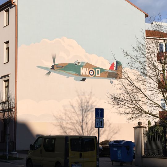 Mural Poslední let Sgt. Jana Chalupy