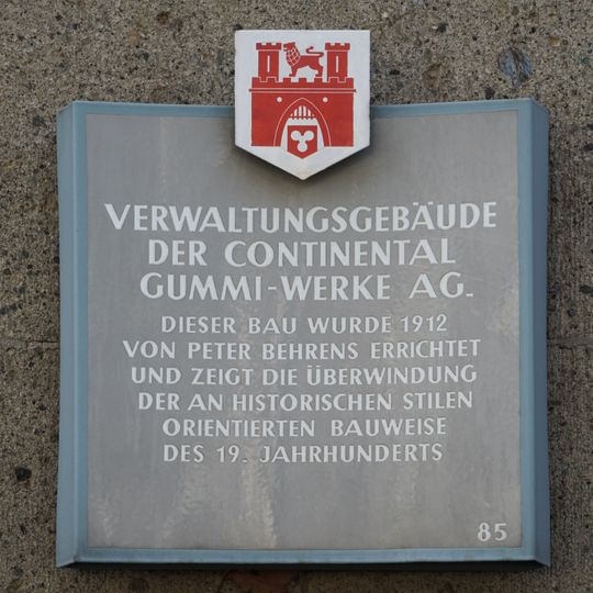 Stadttafel Verwaltungsgebäude der Continental Gummi-Werke AG