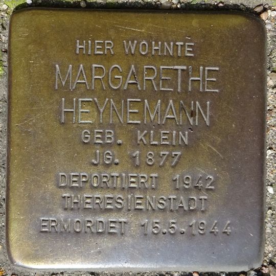 Stolperstein à la mémoire de Margarethe Heynemann