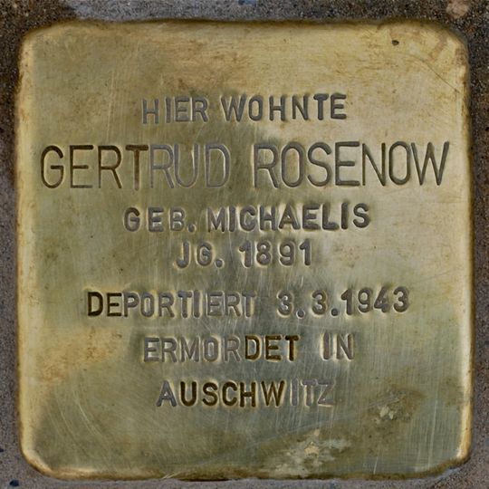 Stolperstein dedicated to Gertrud Rosenow