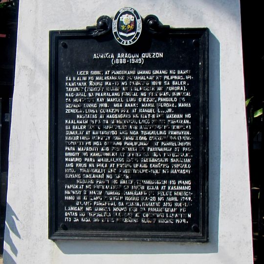 Aurora Aragon Quezon historical marker