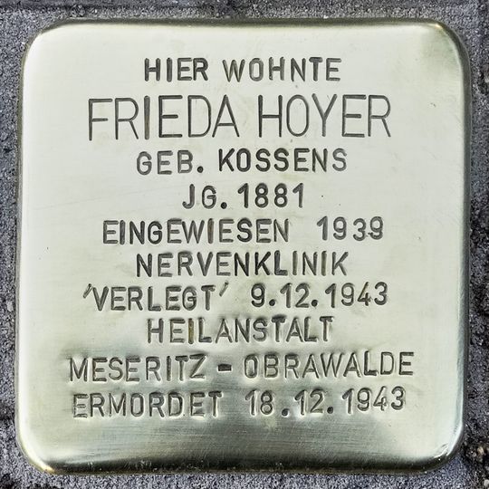 Stolperstein en memoria de Frieda Hoyer