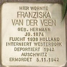 Stolperstein dedicated to Franziska van der Veen