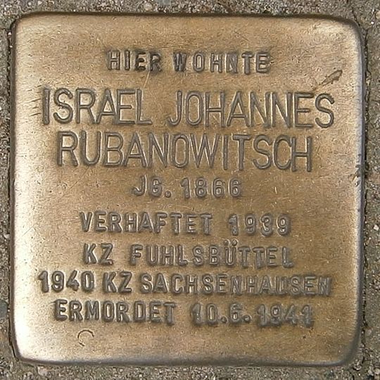 Stolperstein en memoria de Israel Johannes Rubanowitsch