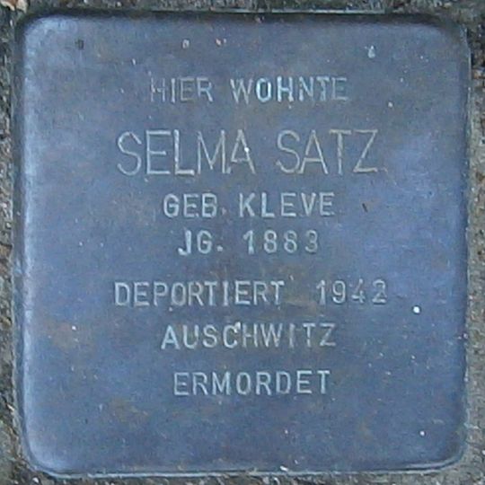 Stolperstein dedicated to Selma Satz