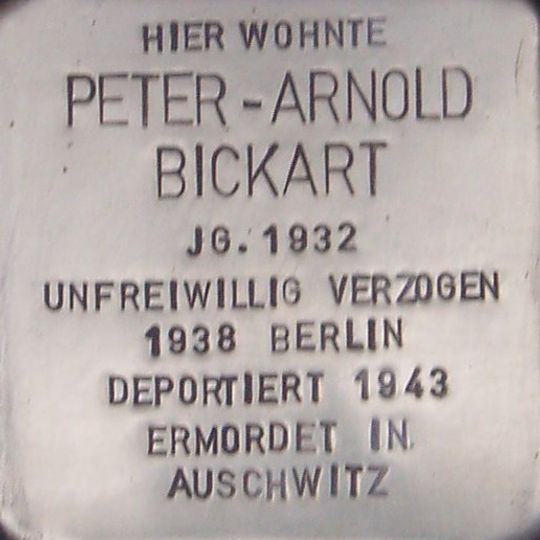 Stolperstein dedicated to Peter-Arnold Bickart