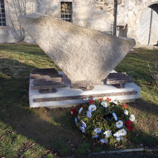 World Wars memorial stone in Okrouhlice Castle Park