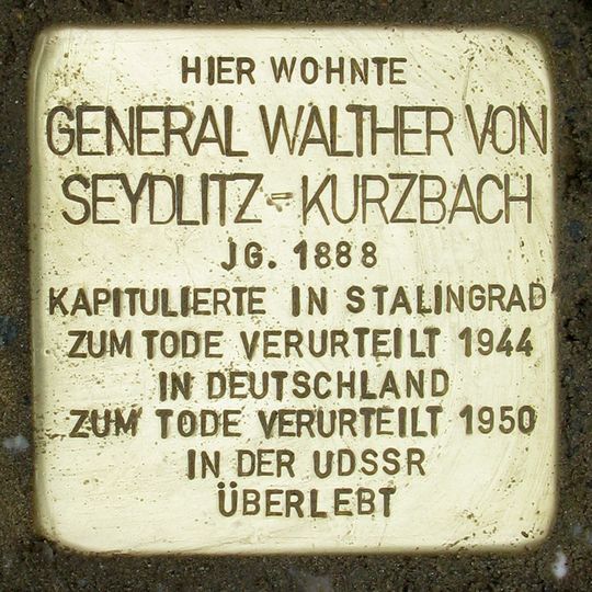 Stolperstein em memória de Walther von Seydlitz-Kurzbach