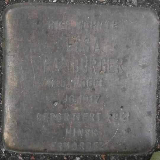 Stolperstein dedicated to Elsa Hamburger