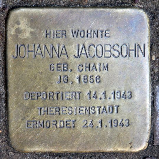 Stolperstein en memoria de Johanna Jacobsohn