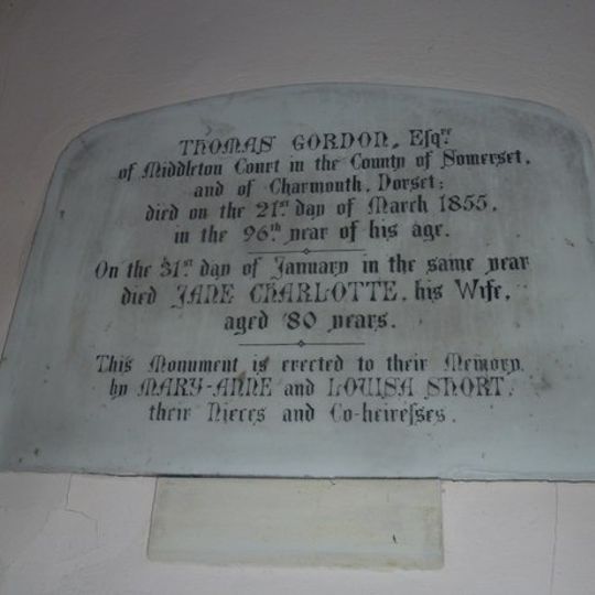 Memorial to Thomas Gordon and his wife Jane Charlotte