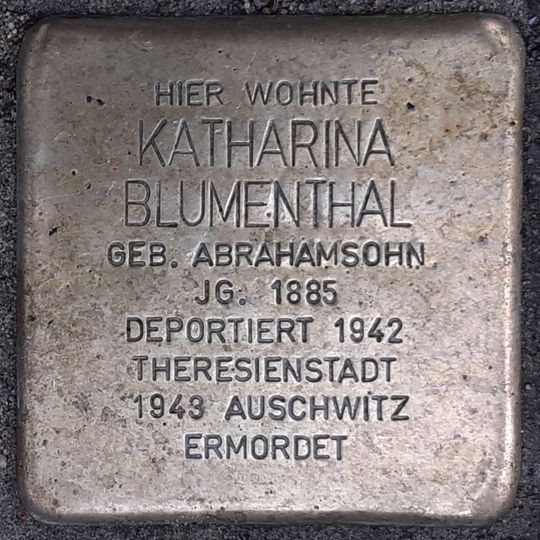 Stolperstein dedicated to Katharina Blumenthal