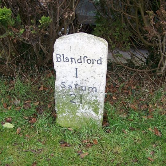 Milestone, near roundabout by Sandford Middle School