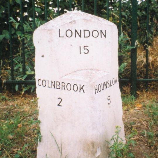 Milestone, Bath Road; Heathrow Park, E of village ; 100m into Old Bath Road from Jct. with Colnbrook By-pass