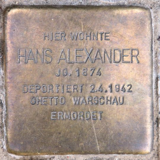 Stolperstein dedicated to Hans Alexander