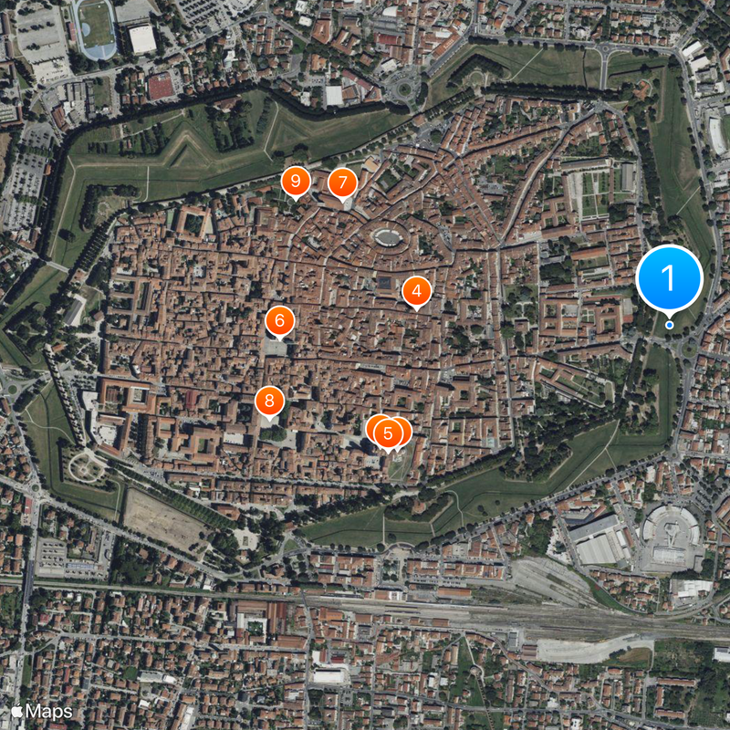 City walls of Lucca Map