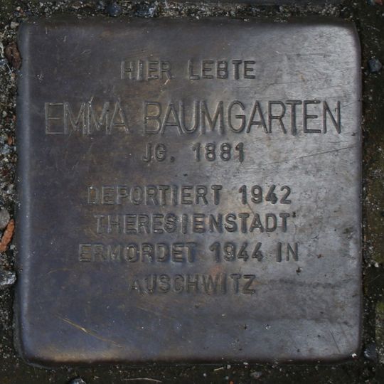 Stolperstein dedicated to Emma Baumgarten
