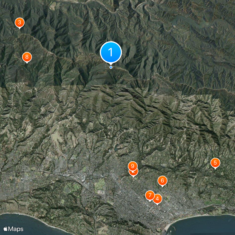 Santa Ynez Mountains Map