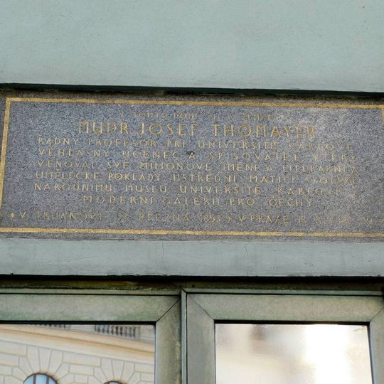 Pamětní deska Josefu Thomayerovi v Mezibranské ulici v Praze