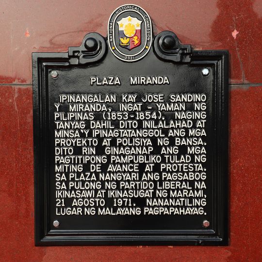 Plaza Miranda historical marker