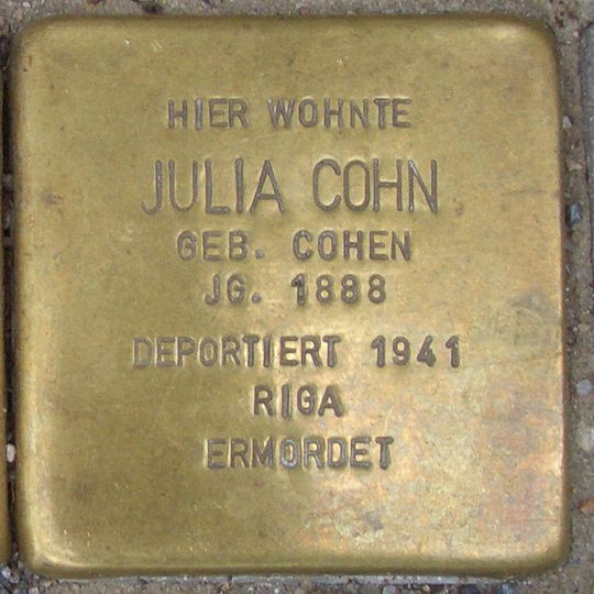 Stolperstein dedicated to Julia Cohn