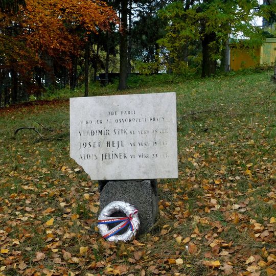 Pomník Vladimíra Štika, Josefa Hejla a Aloise Jelínka pod stadionem Evžena Rosického na Strahově