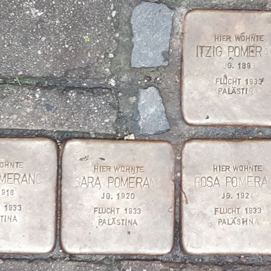 Stolperstein dedicated to Riwa Pomeranc