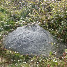 Cup and ring marked rock known as the Knotties Stone on Otley Chevin, 270m north east of The Royalty public house