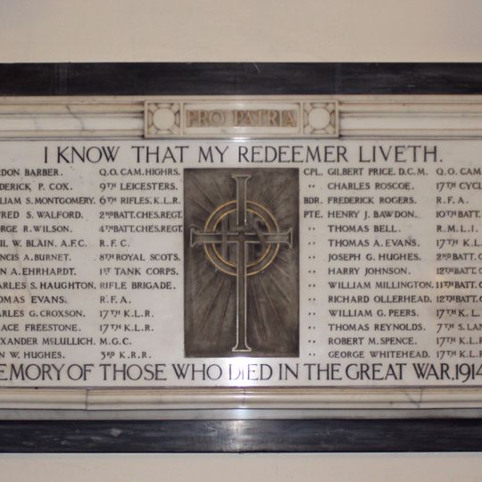 Bromborough WWI Memorial Tablet