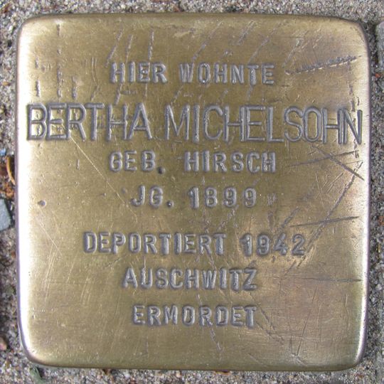 Stolperstein dedicated to Bertha Michelsohn