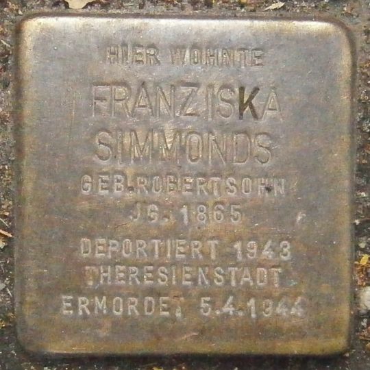 Stolperstein en memoria de Franziska Simmonds