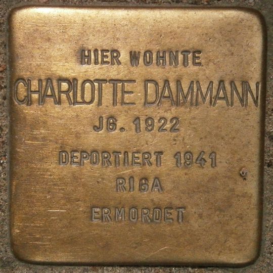 Stolperstein dedicated to Charlotte Dammann
