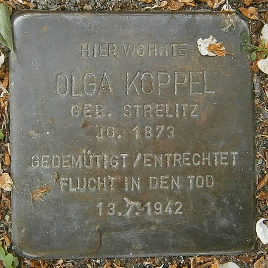 Stolperstein dedicated to Olga Koppel