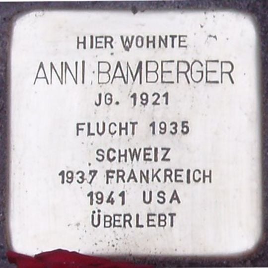 Stolperstein dedicated to Anni Bamberger