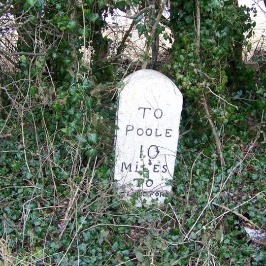 Milestone, 300m E of Spetisbury; 30m W of layby
