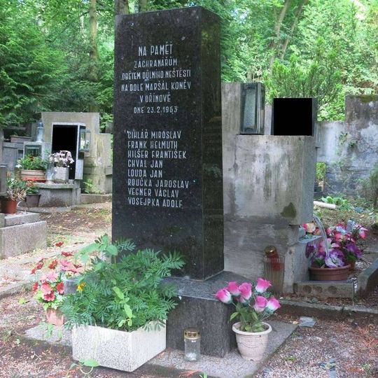 Pomník obětem důlního neštěstí na dole Maršál Koněv 1963 na hřbitově v Mostě