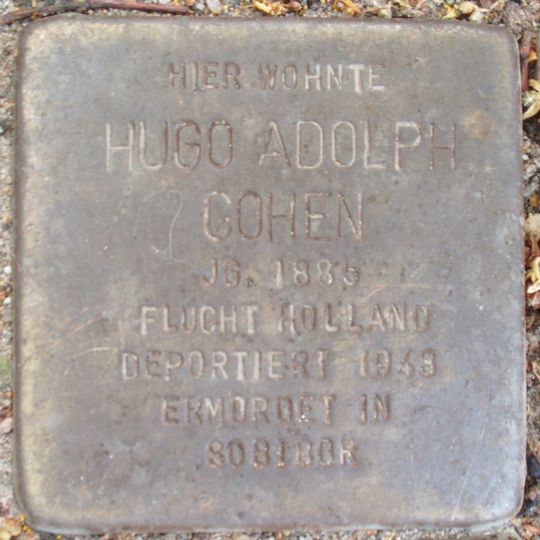Stolperstein dedicated to Hugo Adolph Cohen
